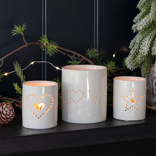 Portacandele in ceramica per tea light Heart - Rex London