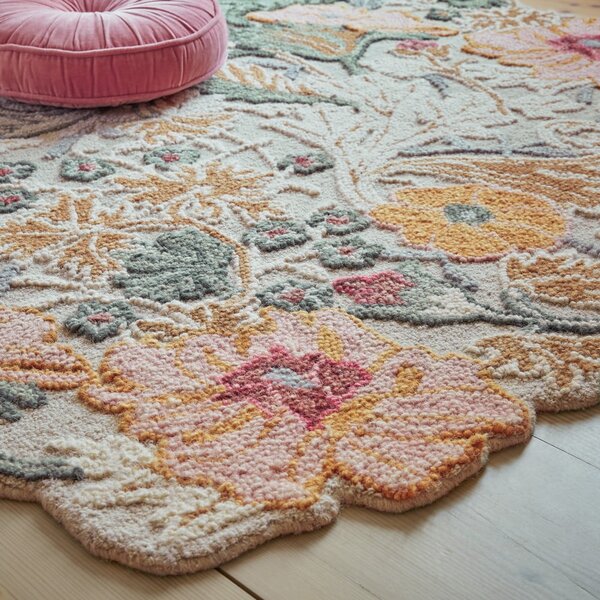 Tappeto in lana rosa chiaro tessuto a mano 120x170 cm Daphne Shaped Floral - Flair Rugs