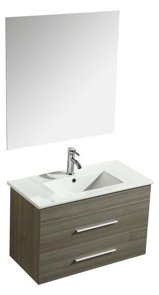 Mobile Bagno Sospeso 120 cm Lavabo Specchio e 1 Pensile Vorich