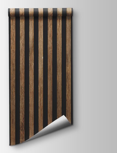 Carta da parati Doghe di legno su sfondo scuro, Carta da parati design, Carta da parati popolare, u73670 - Tapeko.it