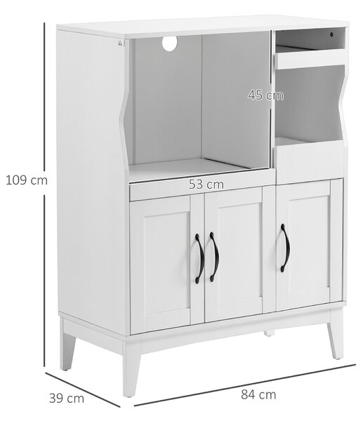 Credenza Moderna HOMCOM Con 3 Cassetti E 2 Ante - 90x32x80 Cm Bianco/Legno - Foto 5