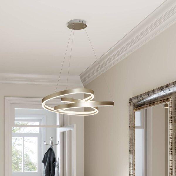 Lampada LED a sospensione Gunbritt, Ø 80 cm, argento, dimmerabile Gunbritt Lucande,, Alluminio / Grigio / Zincato, Soggiorno / Sala da pranzo, Alluminio, Moderno