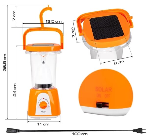 Lampada solare LED ricaricabile 710 lm 1600 mAh con powerbank 230V