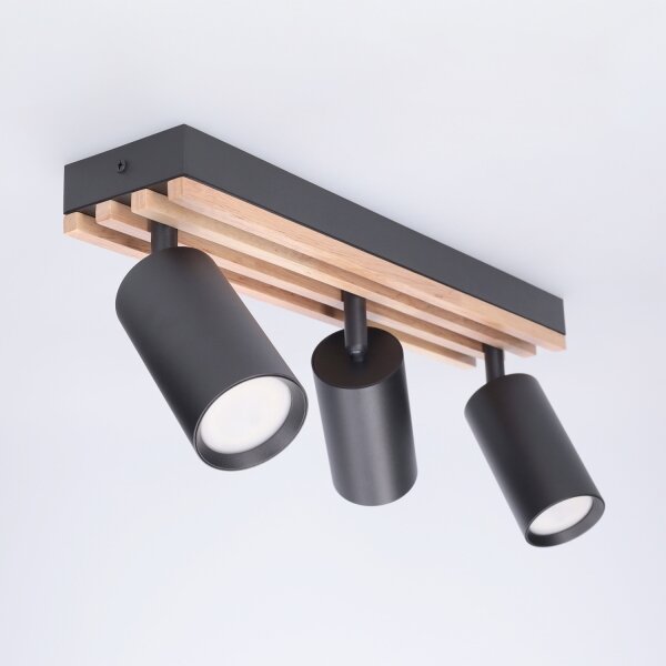 Brilagi - Faretto SELE WOOD ACOUSTIC 3xGU10/30W/230V nero/legno