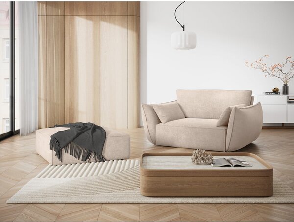 Poggiapiedi beige con rivestimento in ciniglia Vanda – Mazzini Sofas