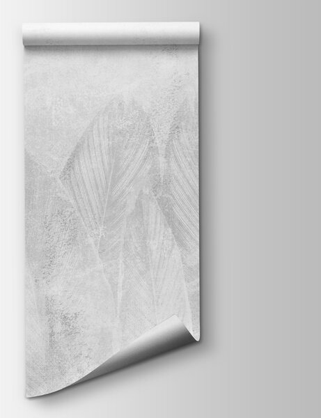Carta da parati Sfondo bianco e grigio con foglie, Carta da parati 3d, Carta da parati popolare, u73876 - Tapeko.it