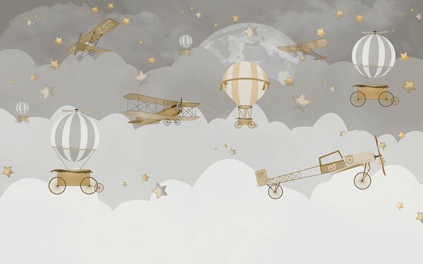 Carta da parati Gruppo di aerei nel cielo, Carta da parati per Bambini, Carta da parati popolare, u73883 - Tapeko.it