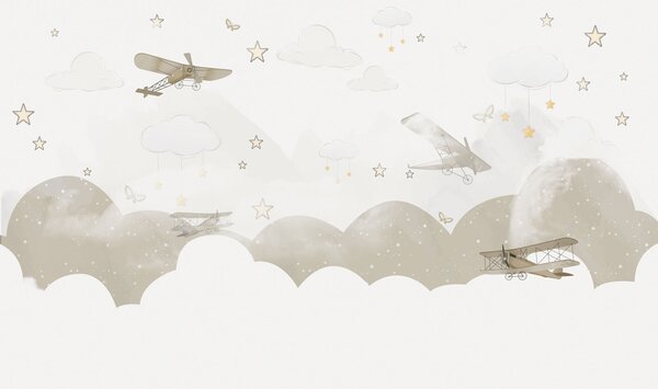 Carta da parati Gruppo di aerei in volo nel cielo, Carta da parati per Bambini, Carta da parati popolare, u73880 - Tapeko.it