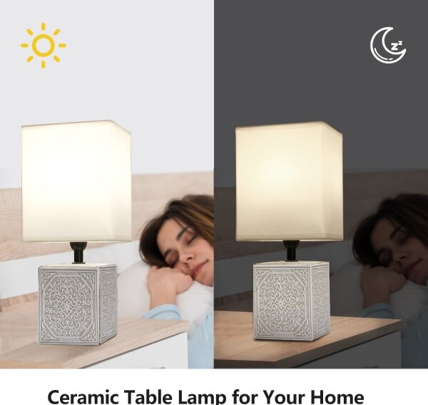 Aigostar - Lampada da tavolo 1xE14/40W/230V grigio/bianco