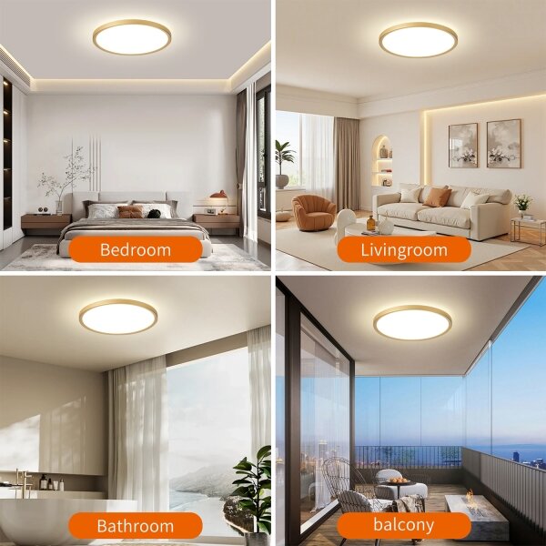 Brilagi - Lampada da bagno ULTRA SLIM LED/24W/230V diam. 42 cm dorata IP54