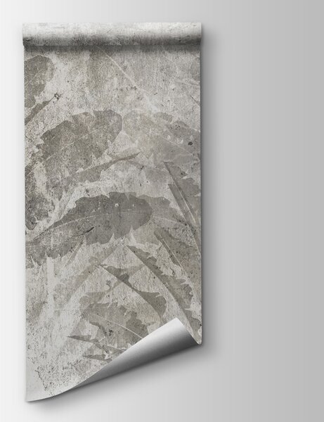 Carta da parati Sfondo grigio e bianco con foglie, Carta da parati 3d, Carta da parati popolare, u73885 - Tapeko.it