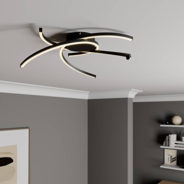 Plafoniera a LED Katris Lindby, dimmerabile, Nero, Soggiorno / Sala da pranzo, Alluminio, Moderno, Plafoniera LED