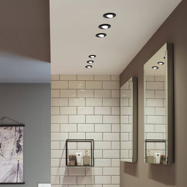 Paulmann Calla nero, accensione/spegnimento, orientabile, 4.000 K, 9 cm, set da, Nero, Bagno, Metallo, Moderno
