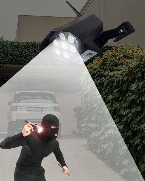 LED finta telecamera solare con sensore LED/3,7V IP44 nero + DO