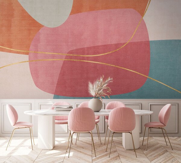 Carta da parati Forme geometriche, stile retrò, Carta da parati lastrazione, u74065 : Uwalls.it