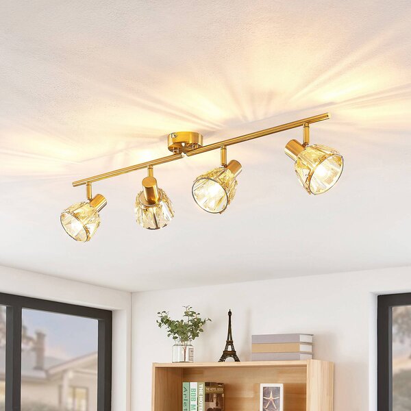 Faretto a soffitto Kosta Lindby, dimmerabile, Ottone / Oro, Soggiorno / Sala da pranzo, Metallo, Moderno, Plafoniera