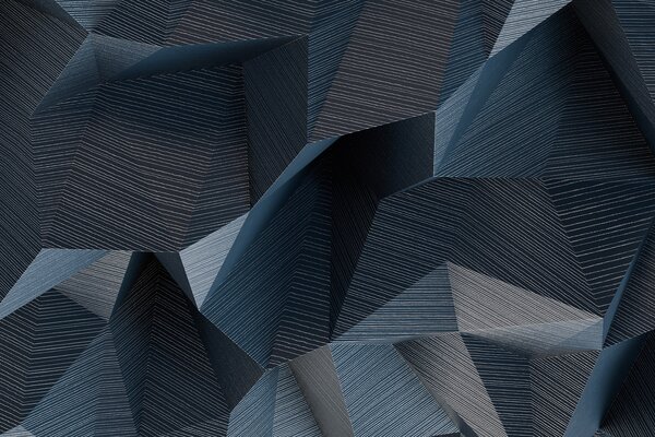Carta da parati Onde geometriche nei toni del blu, Carta da parati 3d figure, Carta da parati popolare, u74292 - Tapeko.it