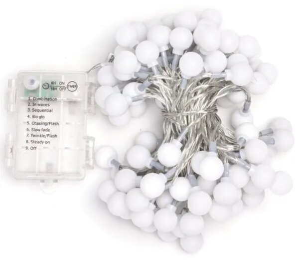 Aigostar - Catena luminosa LED per esterni 100xLED/3xAA/8 funzioni 10,3 m IP44 bianco caldo