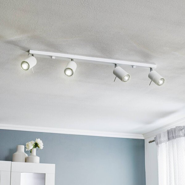SOLLUX LIGHTING Spot da soffitto Round, bianco, 4 luci lineare
