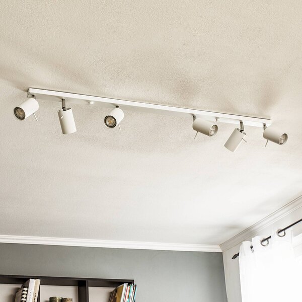 Faretto da soffitto Round, bianco, 6 luci lineari Round SOLLUX LIGHTING, dimmerabile, Bianco / Opale, Soggiorno / Sala da pranzo, Metallo, Moderno