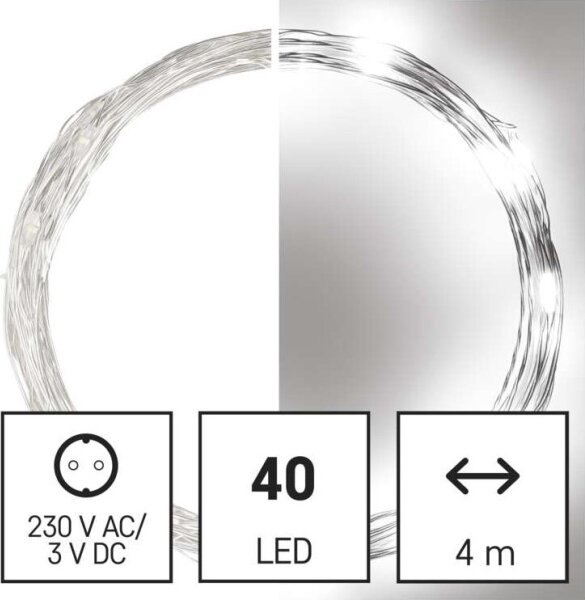 Catena luminosa da esterno a LED 40 LED, 9 m, IP44, bianco freddo
