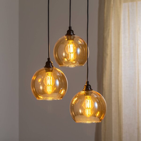 Lampada a sospensione in vetro Gold 021 Opviq, dimmerabile, Ottone / Oro, Soggiorno / Sala da pranzo, Vetro, Moderno, Lampada a sospensione