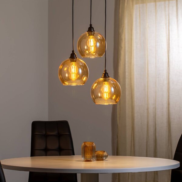 Lampada a sospensione in vetro Gold 021 Opviq, dimmerabile, Ottone / Oro, Soggiorno / Sala da pranzo, Vetro, Moderno, Lampada a sospensione