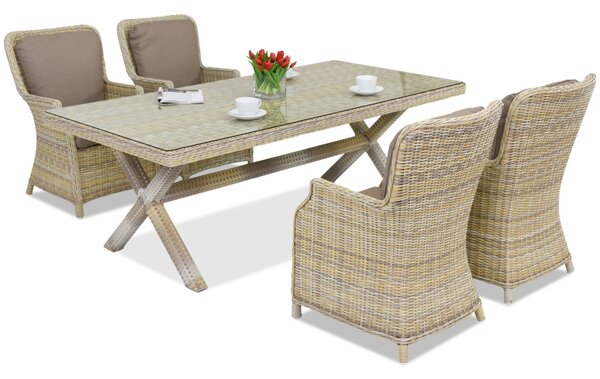 Set di mobili da pranzo London per 4 persone in tecnorattan Garden Point beige