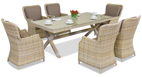 Esclusivo servizio da tavola in rattan London Garden Point beige