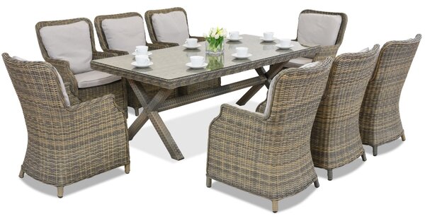 Servizio da tavola in rattan cappuccino London Garden Point per 8 persone
