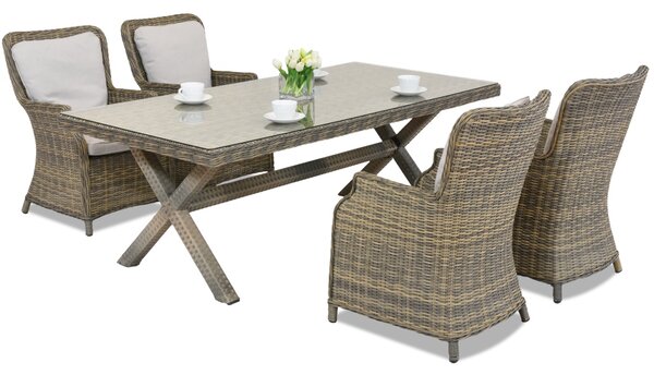 Servizio da tavola in rattan cappuccino London Garden Point per 4 persone
