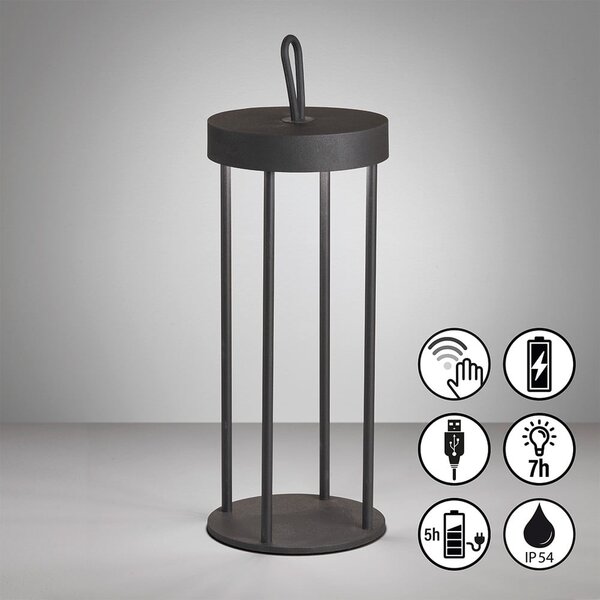 Lampada da tavolo a LED nera (altezza 36 cm) Kante - Fischer & Honsel