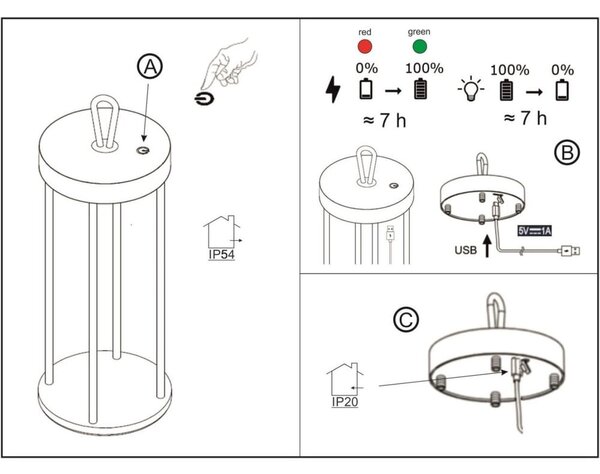 Lampada da tavolo a LED nera (altezza 36 cm) Kante - Fischer & Honsel