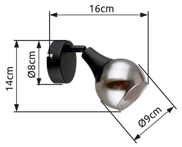 Globo 57904-1 - Faretto da parete GLYPTAR 1xE14/40W/230V nero