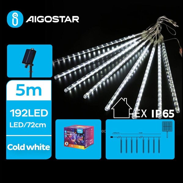 Aigostar - Catena luminosa solare natalizia 192xLED/8m IP65, bianco freddo