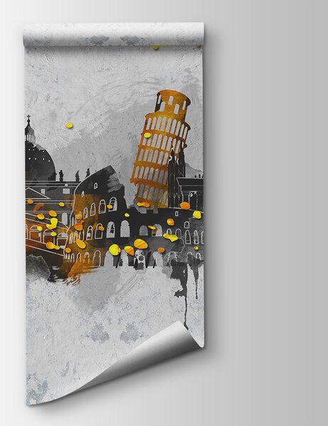Carta da parati Pittura di una città, Carta da parati 3d, Carta da parati popolare, u74881 - Tapeko.it