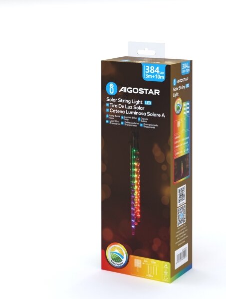 Aigostar - Catena solare LED 384xLED/13m IP65 multicolore