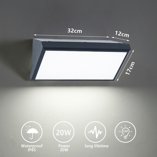 Brilagi - Applique a LED da esterno TRIANGLE LED/20W/230V antracite IP65
