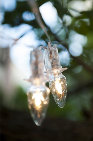 Catena LED da esterno espandibile CONE FILAMENT 20xE10 14m vetro trasparente/bianco caldo IP44