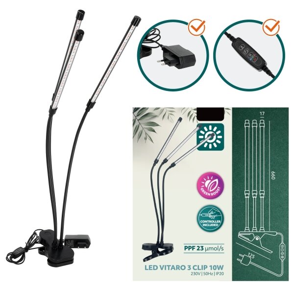 Brilagi-LED Lampada dimmerabile con clip per la coltivazione di piante VITABLOOM 3xLED/10W/230V