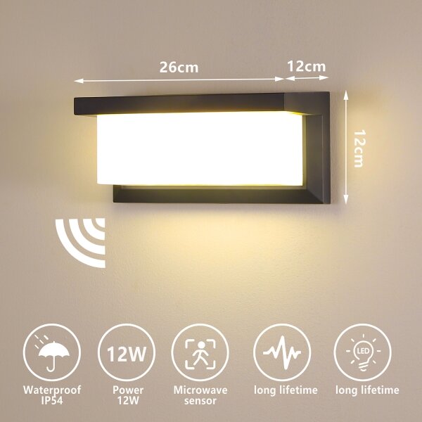 Brilagi-LED Applique da esterno con sensore BRICKY LED/12W/230V antracite IP54