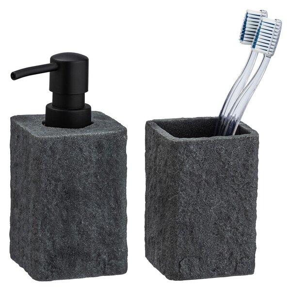 Set di accessori da bagno in poliresina antracite Villata - Wenko