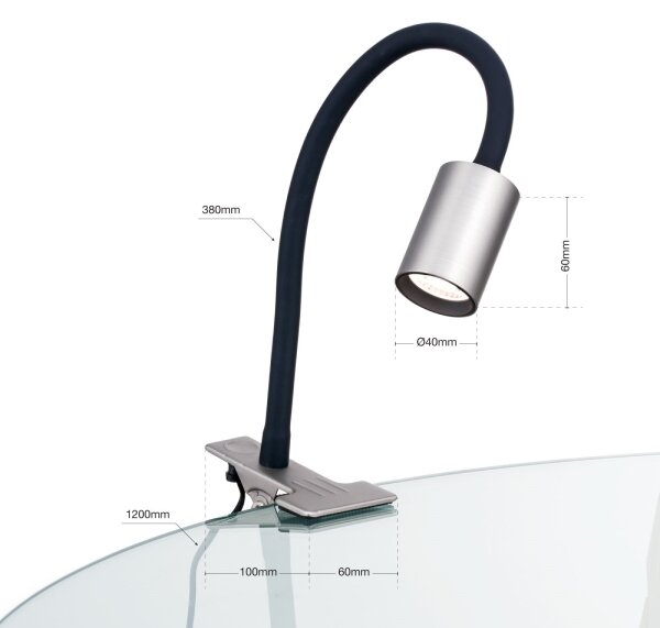 Orion Str 10-489- LED Lampada da tavolo flessibile con clip KURT LED/5W/230V argento
