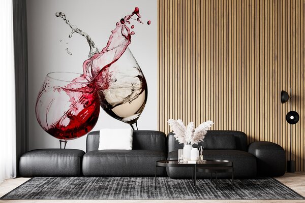 Carta da parati Vino bianco e rosso nei bicchieri, Carta da parati Cibo e bevande, u75563 : Uwalls.it