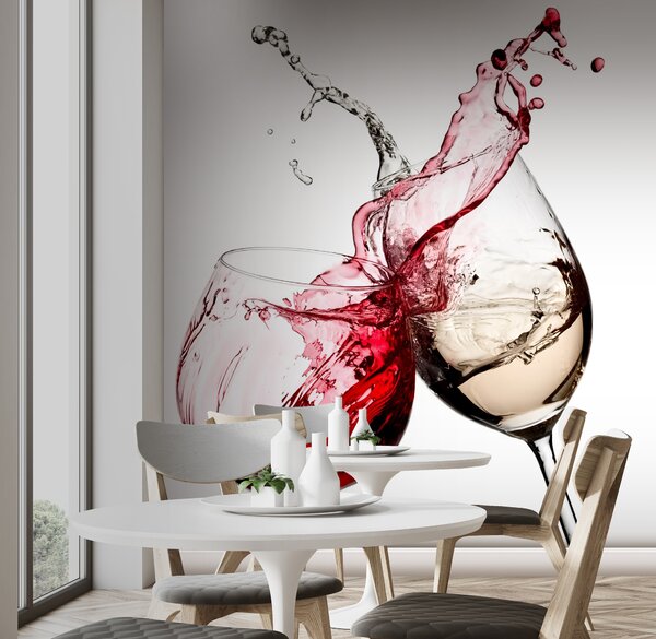 Carta da parati Vino bianco e rosso nei bicchieri, Carta da parati Cibo e bevande, u75563 : Uwalls.it
