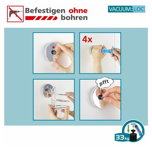 Set di accessori da bagno autoportanti in acciaio inox argentato lucido Quadro - Wenko