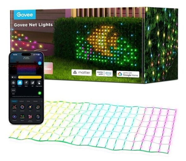 Govee - Rete luminosa LED RGBIC per esterni 143x85cm Wi-Fi Matter IP65
