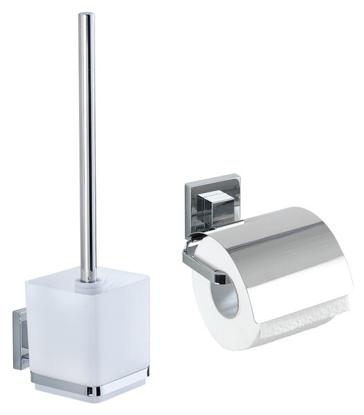 Set di accessori da bagno autoportanti in acciaio inox argentato lucido Quadro - Wenko