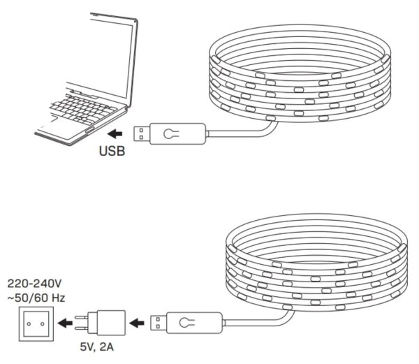 Catena LED RGB LED/10W/5V 10 m USB + telecomando