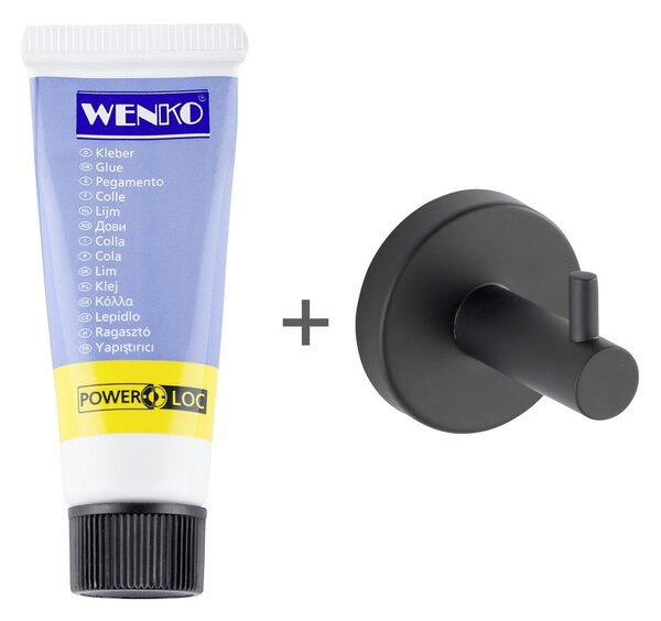 Gancio autoportante in acciaio inox nero opaco Bosio - Wenko